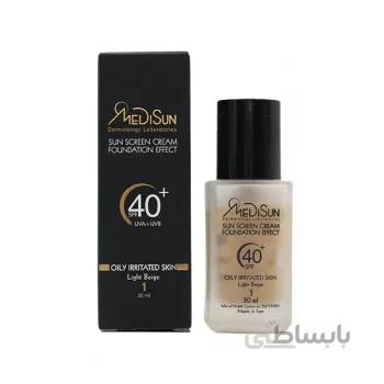 ضد آفتاب کرم پودری شیشه ای فاقد چربی (رنگ بژ روشن 1) مدیسان ا ( MEDISUN Sunscreen Cream SPF40 )