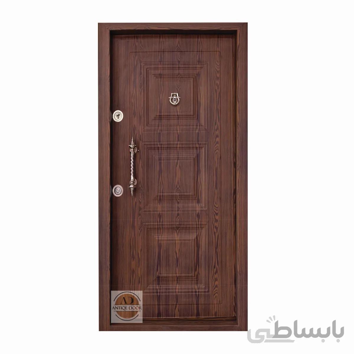 درب ضد سرقت روکش فلزی دکورال مدل سه قاب ساده - راست بازشو