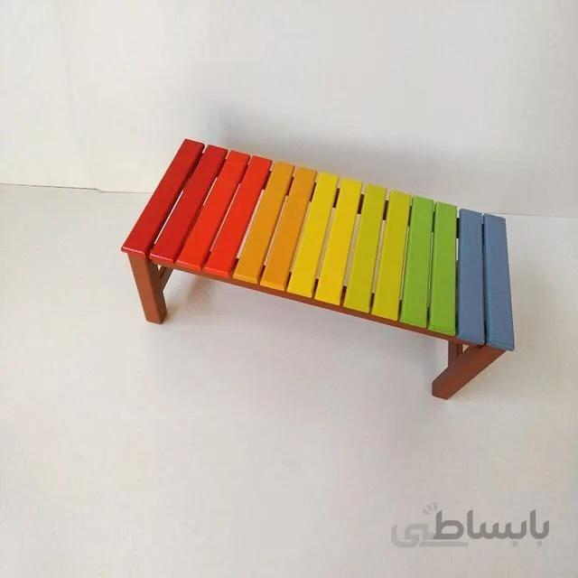 نیمکت پیش دبستانی چوبی رنگین کمان