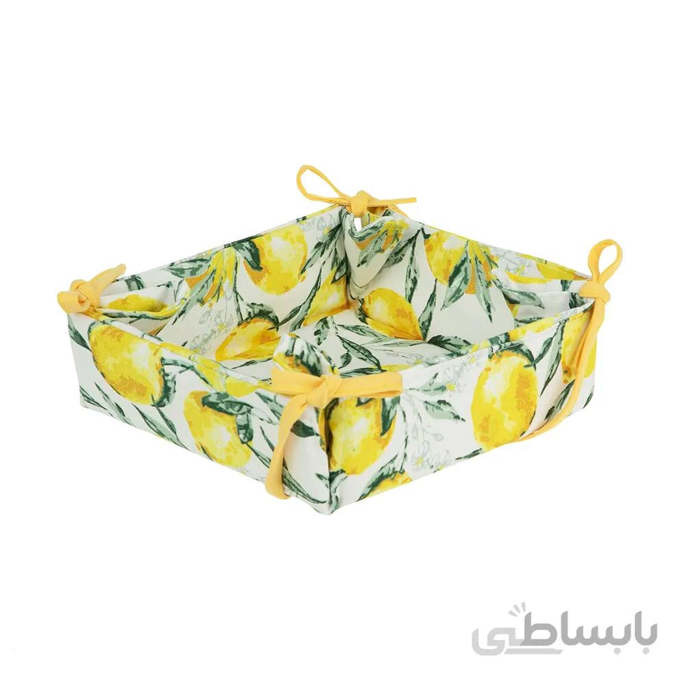 سبد نان رزین تاژ کتان طرح لیمو