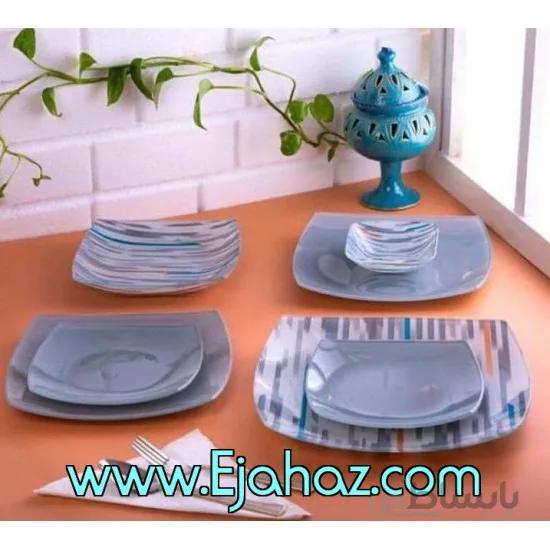 سرویس غذاخوری 25 پارچه ظروف شیشه ای مربع طرح آسکی آرکوفام