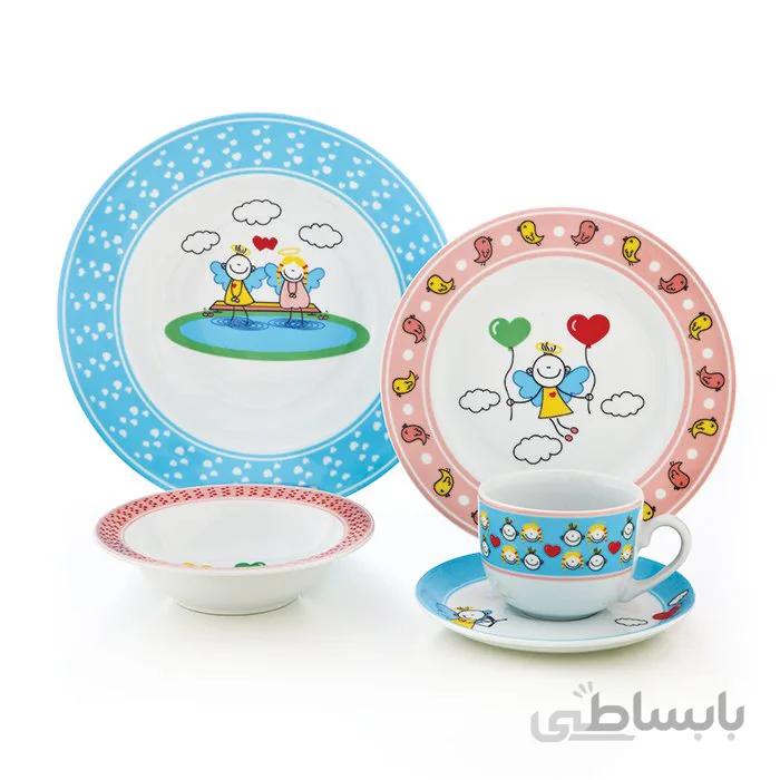 سرویس چینی 5 پارچه کودک پریا آبی و صورتی