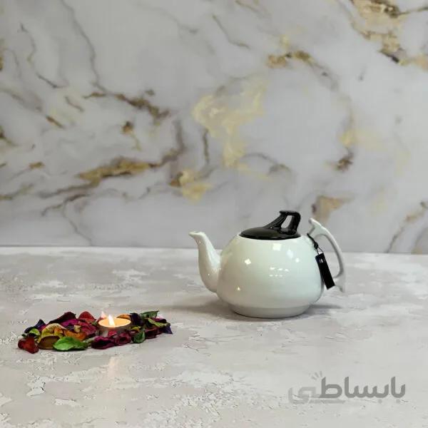 قوری شکس مدل مینا رنگ سفید