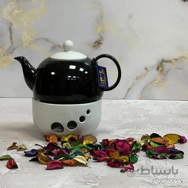 قوری وارمردار چینی شکس مدل باران رنگ مشکی
