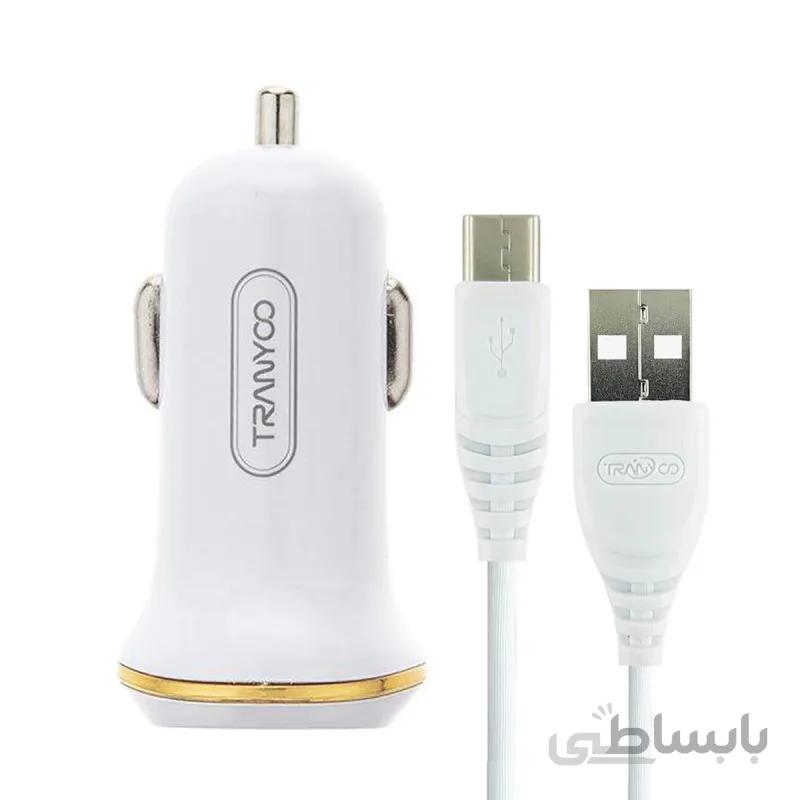 شارژر فندکی ترانیو مدل C11 به همراه کابل تبدیل MicroUSB طول 1 متر
