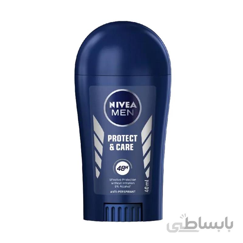 استیک ضد تعریق مردانه نیوآ مدل Protect and Care حجم 40 میلی لیتر ا Nivea Protect and Care Stick Deodorant For Men 40ml