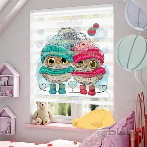 پرده کودک دو جغد کوچولو ا Two little owl baby curtains