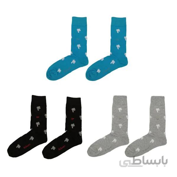 ست جوراب فانتزی مردانه تابستانه طرح نخل کد ph474.1