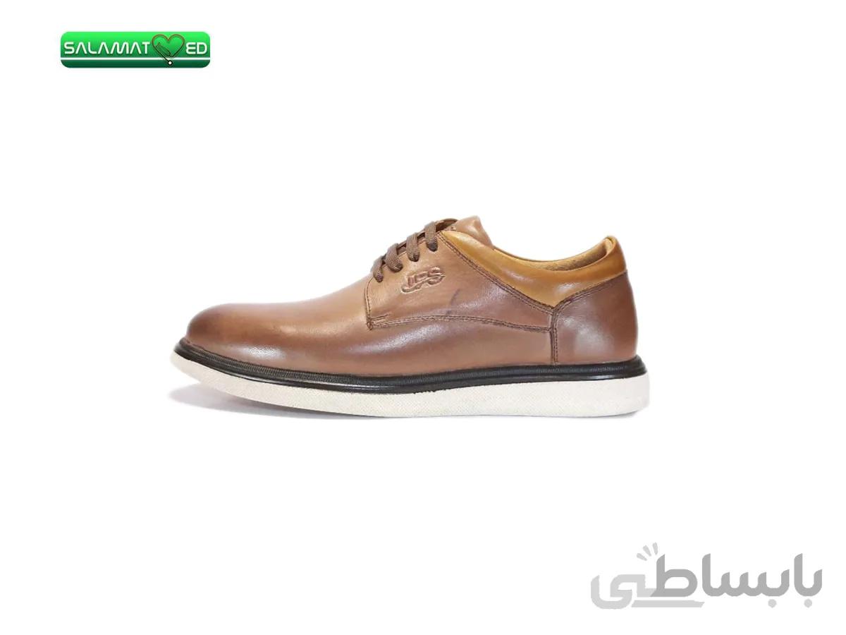 کفش طبی چرم مردانه جی اف اس مدل Plus رنگ گردویی