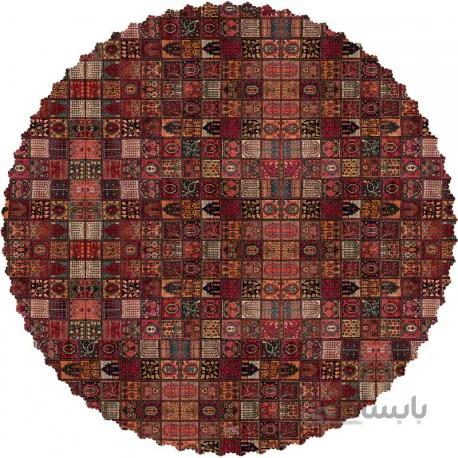 رومیزی مخمل گرد فرش خشتی زرشکی