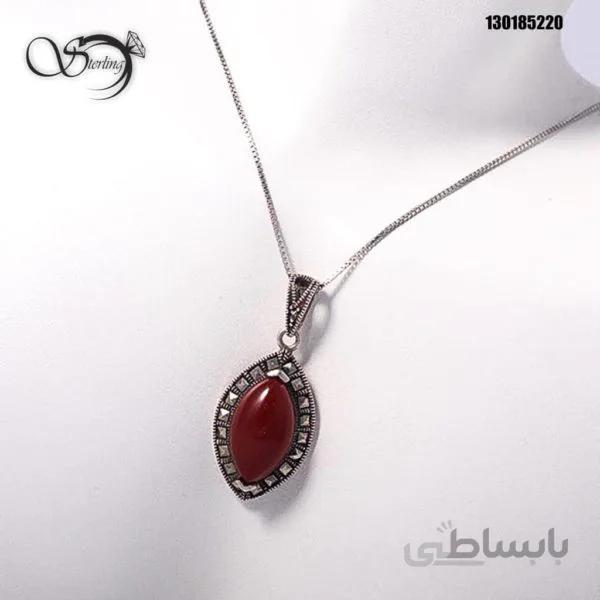 گردنبند نقره با سنگ عقیق کد:۱۲۴۶