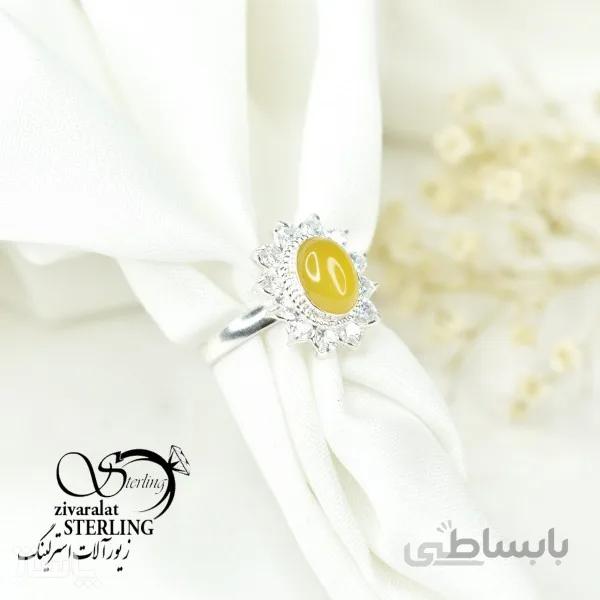 انگشتر نقره زنانه با سنگ عقیق زرد (شرف الشمس) کد 6391 کد 710208