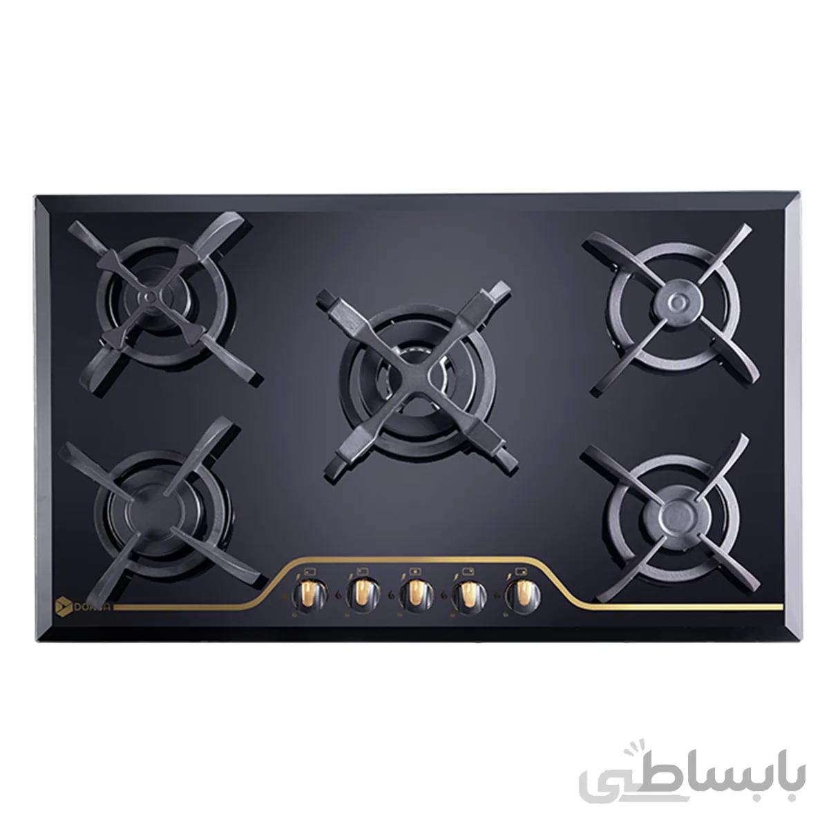 اجاق گاز 5 شعله درسا مدل روشا شیشه ای مشکی(ارسال رایگان) ا Dorsa rosha Gas Hob