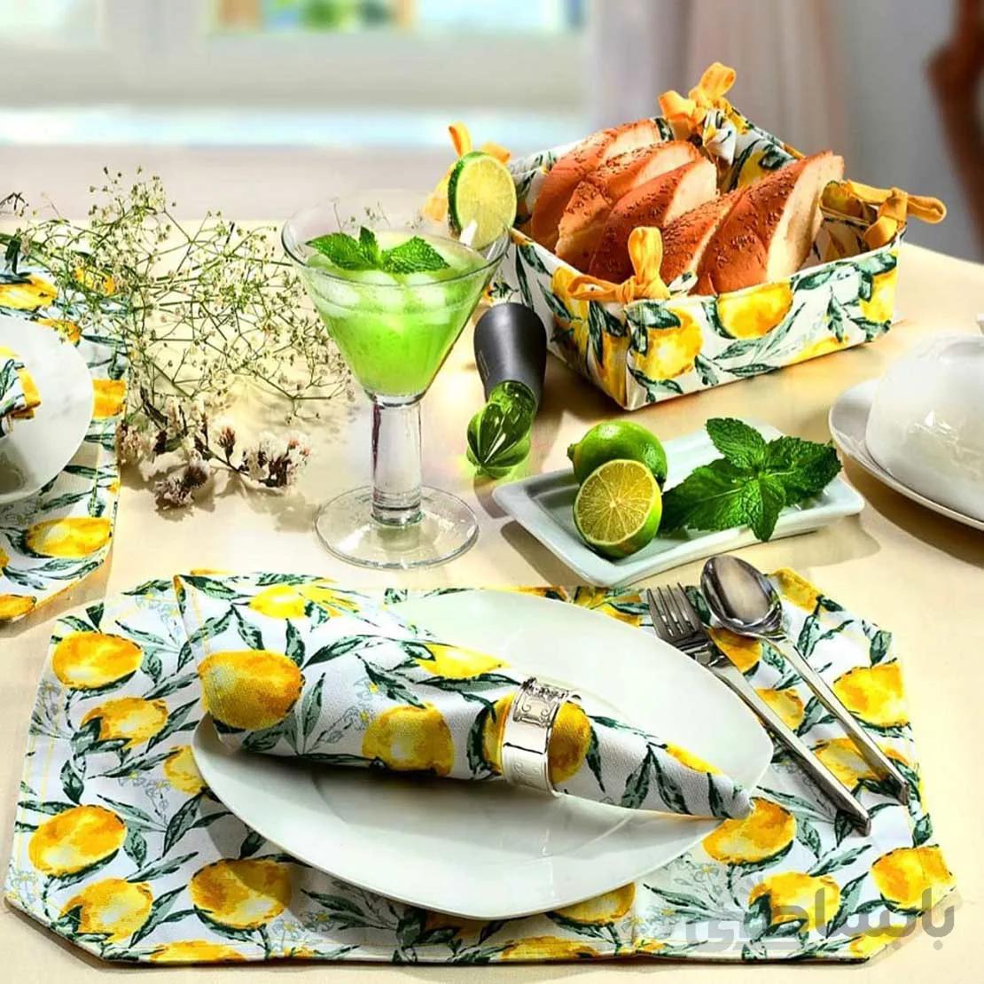 رومیزی 4 نفره مربع طرح لیمو