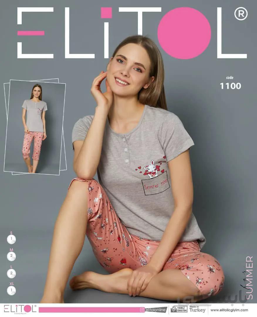 ست تی شرت و شلوارک راحتی زنانه 1100 ترک | الیتول | Elitol