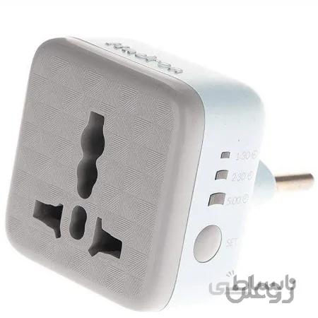 محافظ برق و آداپتور تبدیل سه شاخ به یونیورسال دارای تایمر - سفید