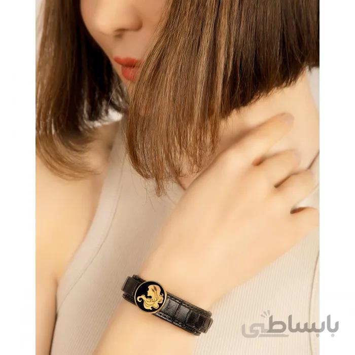 دستبند چرم روکش طلا سری ونوس ماه شهریور GLBM06