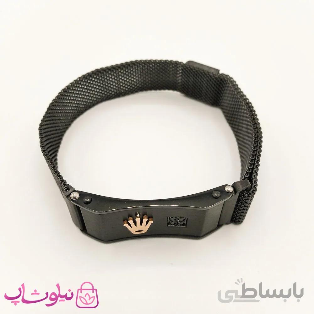 دستبند مردانه استیل رولکس مشکی کد 2564-7