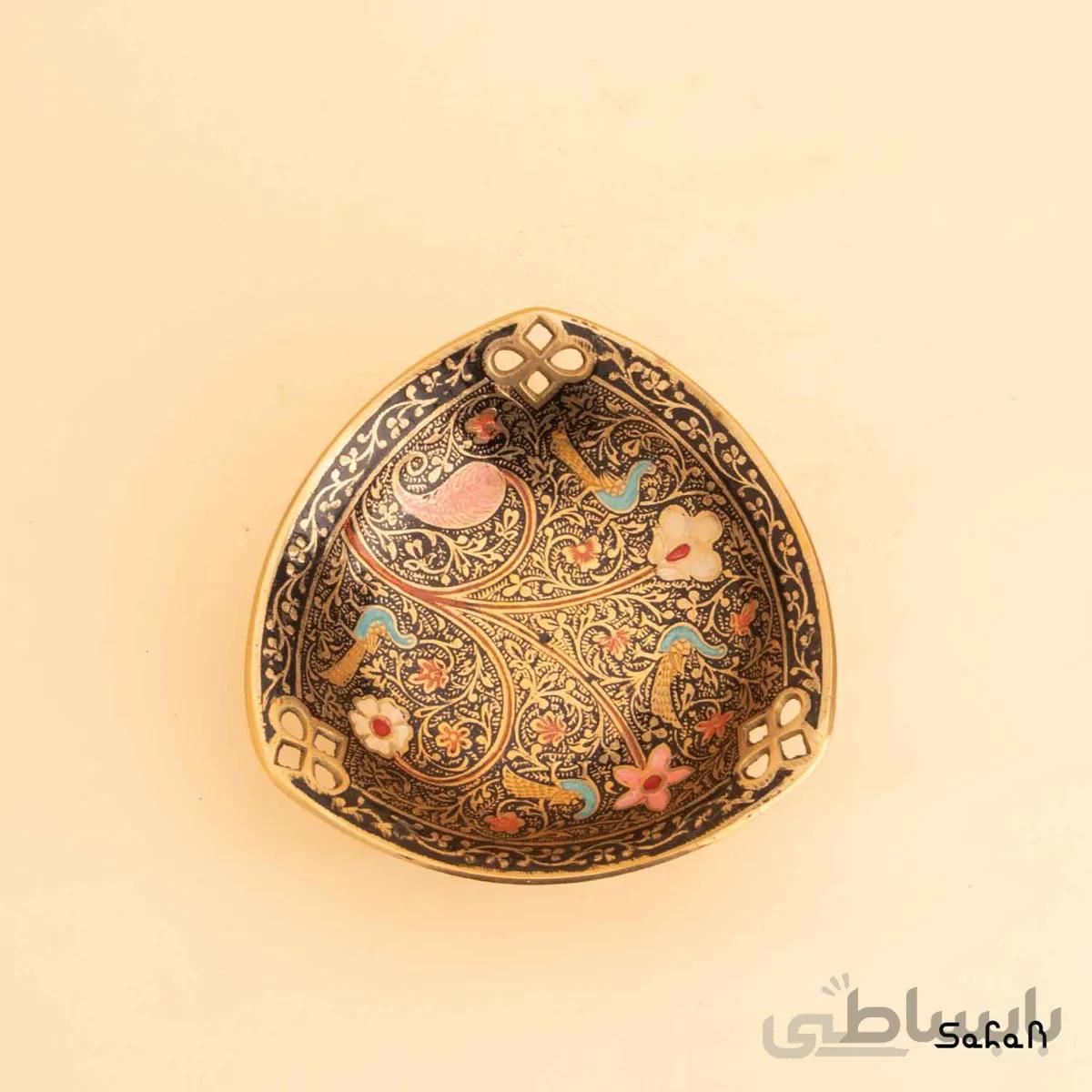 کاسه برنجی میناکاری مدل گلستان سایز 1