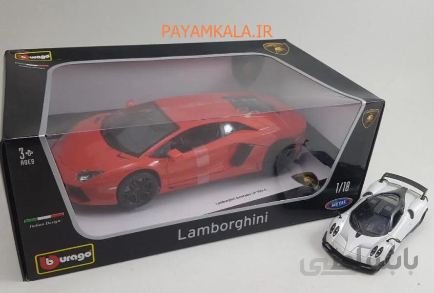 ماکت فلزی ماشین لامبورگینی آوانتادور ( LAMBORGHINI AVENTADOR LP 700-4 BY BURAGO) قرمز