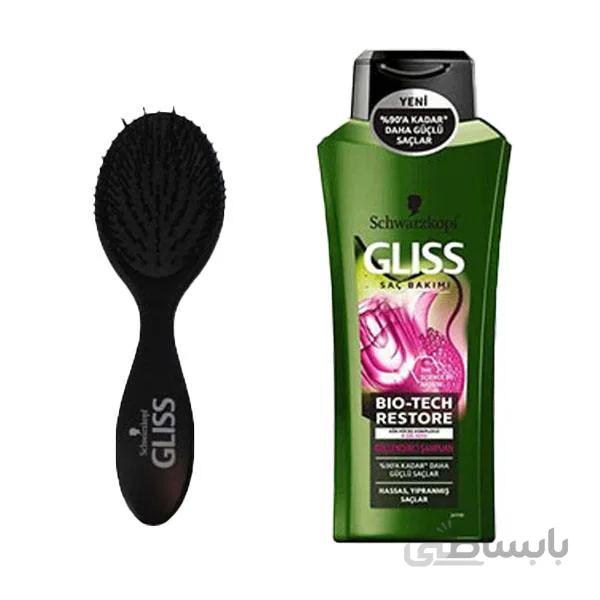 شامپو مو گلیس حجم 525 میل به همراه برس مو مدل gliss bio tech