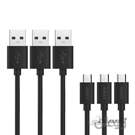کابل Micro USB AUKEY Micro USB 4ft x 3 Pack Android USB به کابل Micro USB با سرعت بالا همگام سازی USB 2.0 و کابل شارژ برای Samsung Galaxy S7 S6 Edge ، Kindle ، Huawei ، HTC ، سونی ، موتورولا ، نوکیا ، تبلت - سیاه