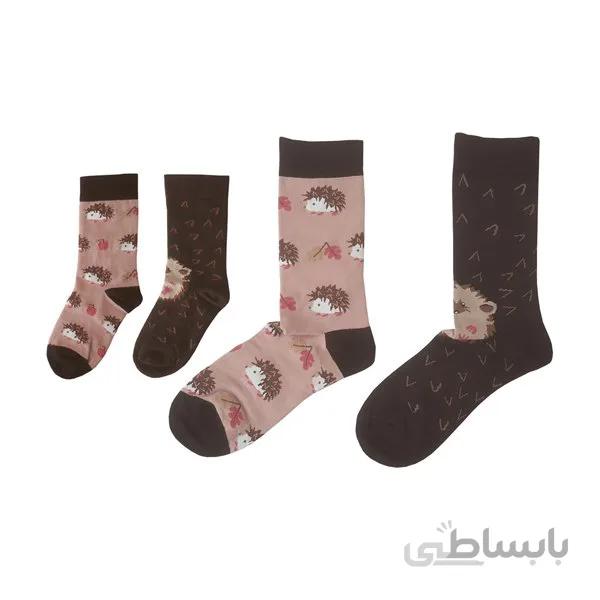 ست مادر و کودک جوراب فانتزی ساقدار طرح جوجه تیغی کد ph411.2