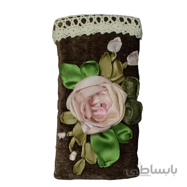 کیف عینک روباندوزی شده مدل brown04