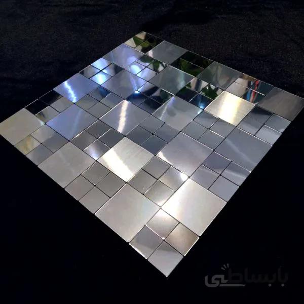 بین کابینتی مربعی نقره ای براق و خشدار S906