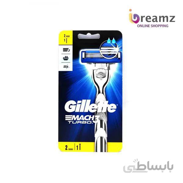 خودتراش 3 تیغ ژیلت مدل Mach3 Turbo همراه با 1 یدک
