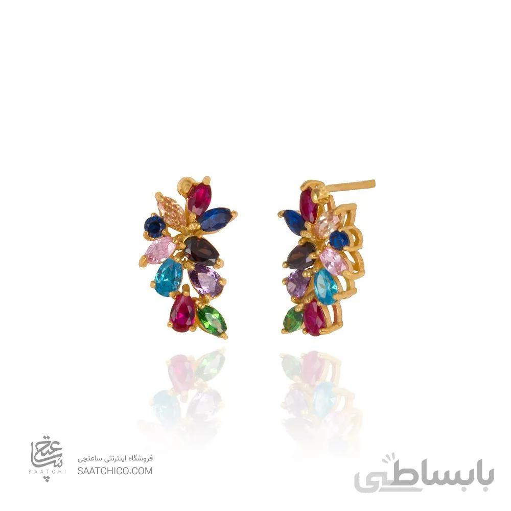 گوشواره طلا طرح خوشه مولتی کالر کد CE311