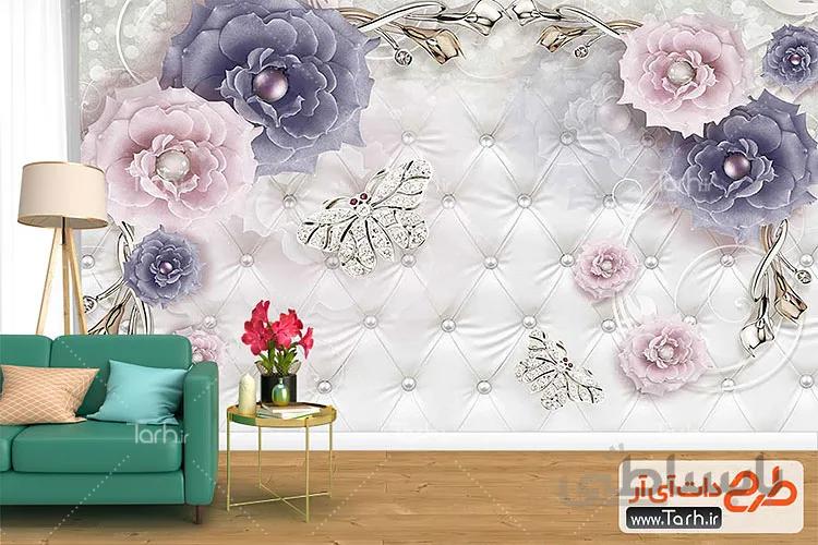 کاغذ دیواری سه بعدی گل