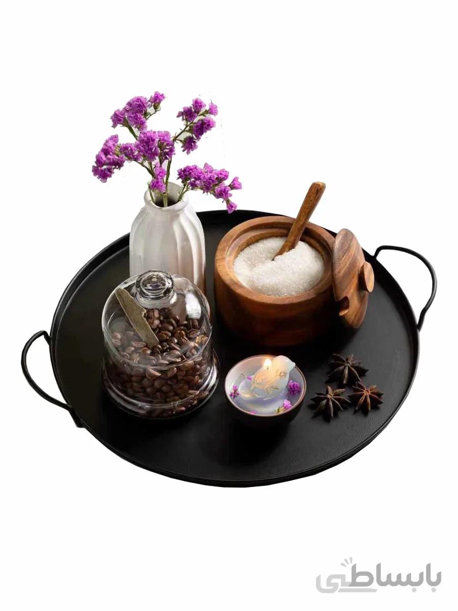 سینی گرد مشکی دسته دار طرح ایکیا