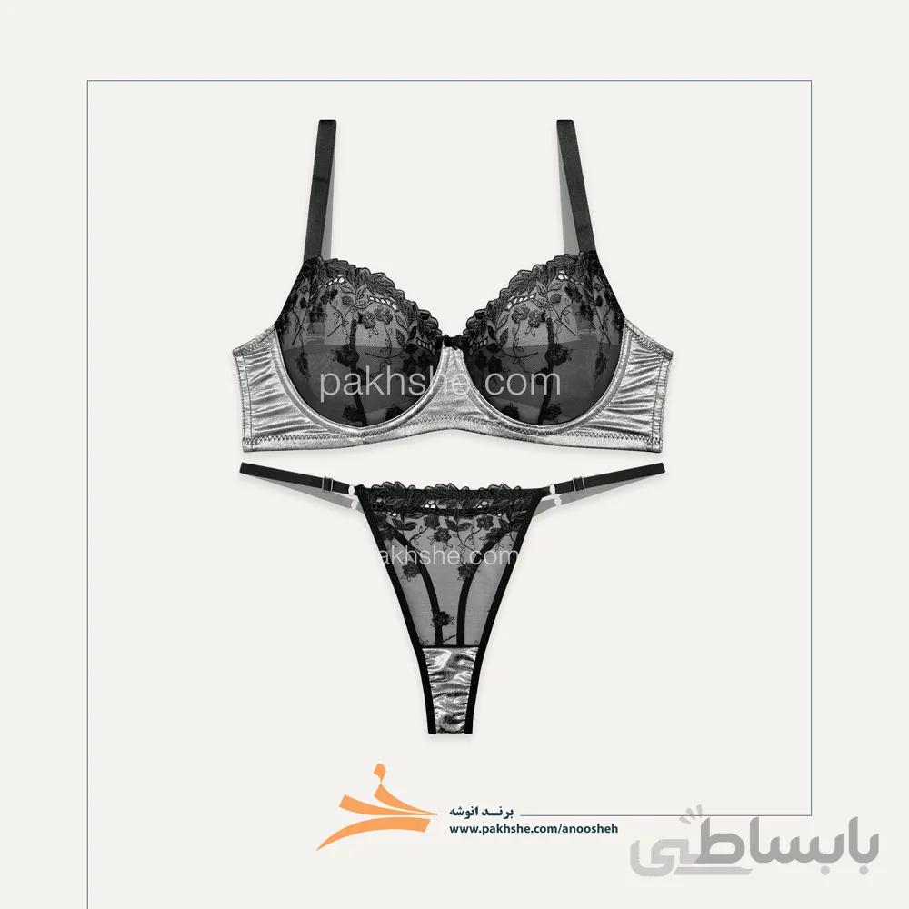 ست فانتزی ورنی نقره ای براق برند نوشه پوش کد 67001