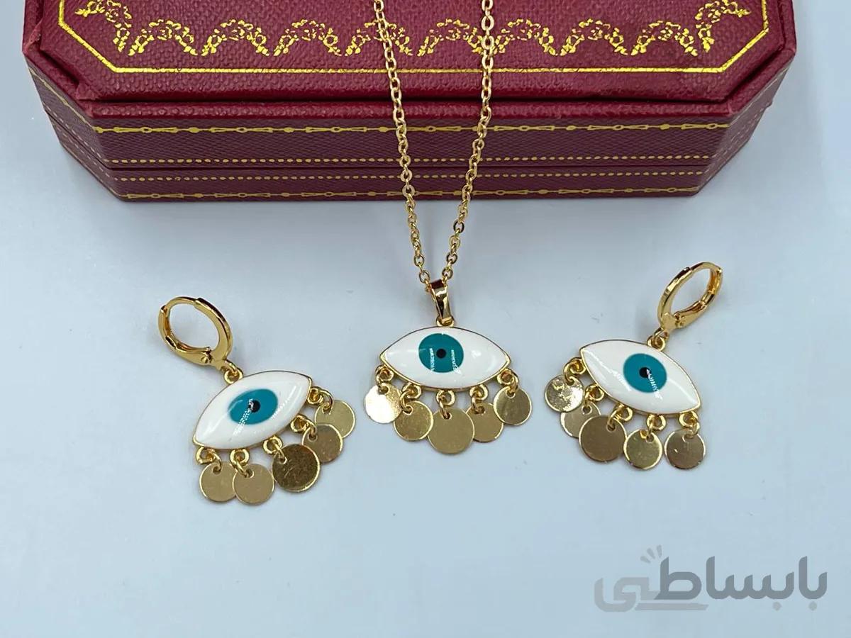 نیم ست چشم نظر با آویزهای پولکی
