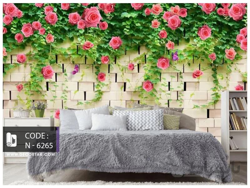 پوستر طبیعت طرح گل محمدی صورتی کد N-6265
