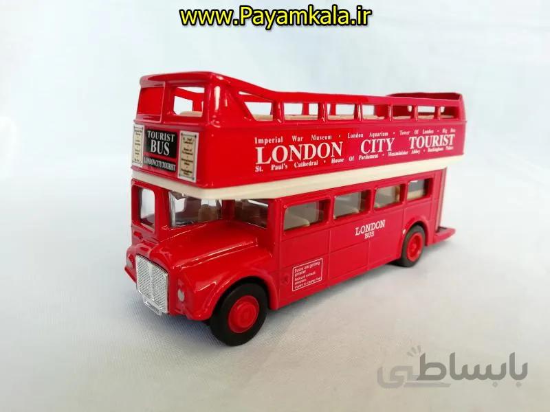 (بی سقف) اسباب بازی ماشین فلزی اتوبوس لندن دوطبقه عقب کش جعبه دار