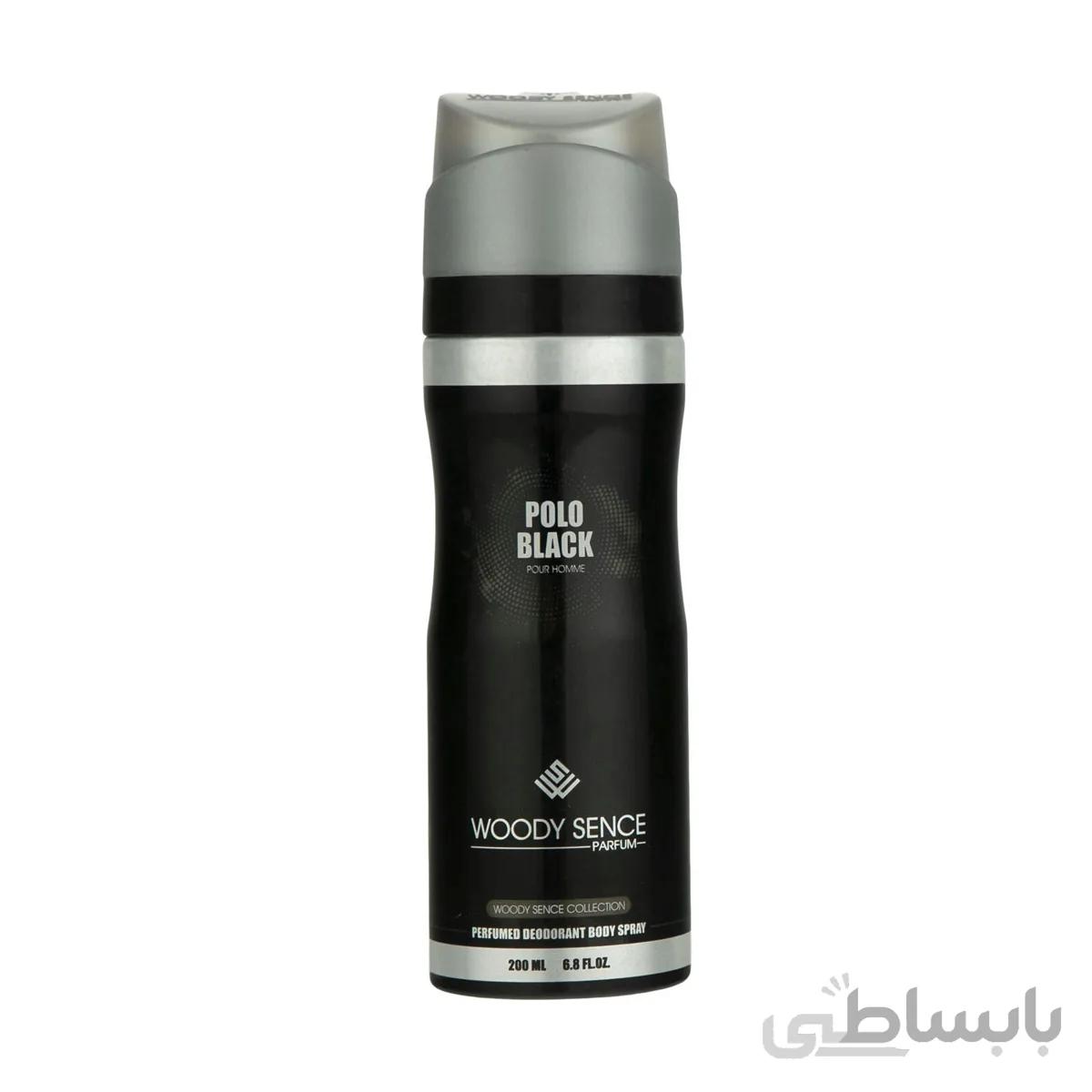 اسپری بدن مردانه وودی سنس مدل PoloBlack پولوبلک 200 میلی لیتر ا Woody Sence Polo Black Body Spray For Men