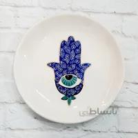 بشقاب سرامیکی دستساز چشم نظر گرد طرح ۶
