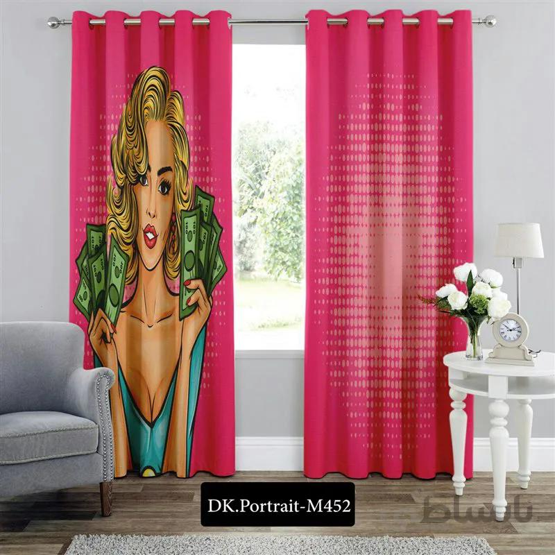 پرده پانچی (هازان و مخمل) کد DK.Portrait.M452 طرح چهره دختر ثروتمند