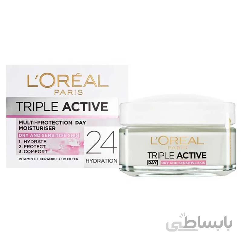 کرم آبرسان روز لورآل Triple Active حجم 50 میل