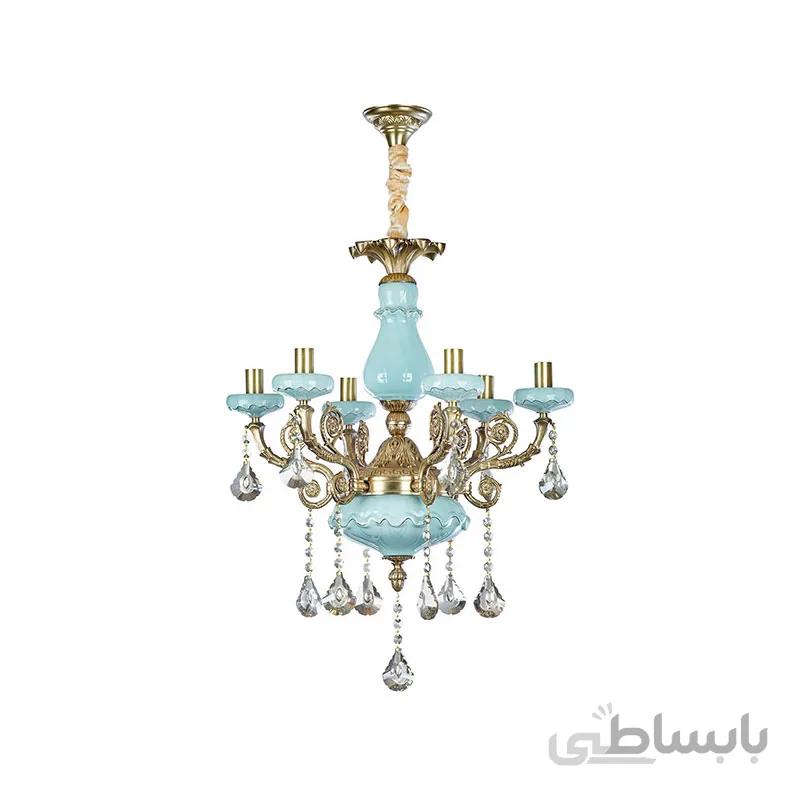 لوستر ۶ شعله چشمه نور کد C3314/6-B-AO آنتیک