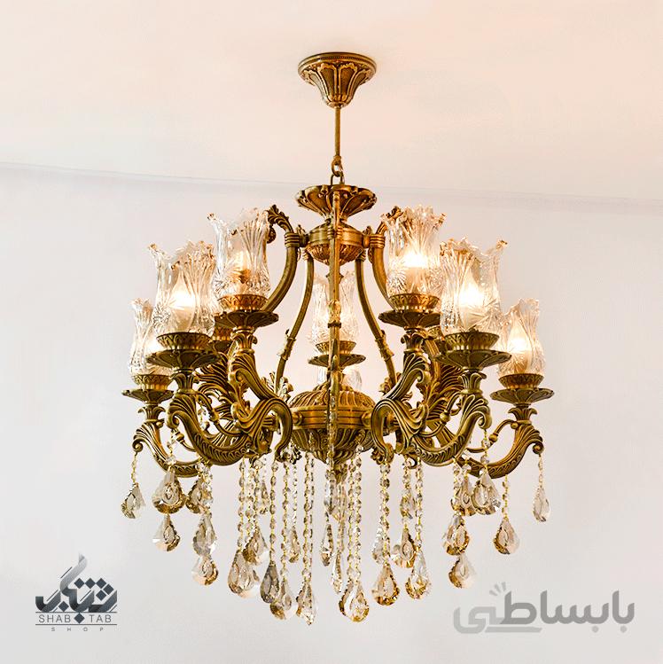 لوستر آویز پنج شاخه ده شعله کد 3595