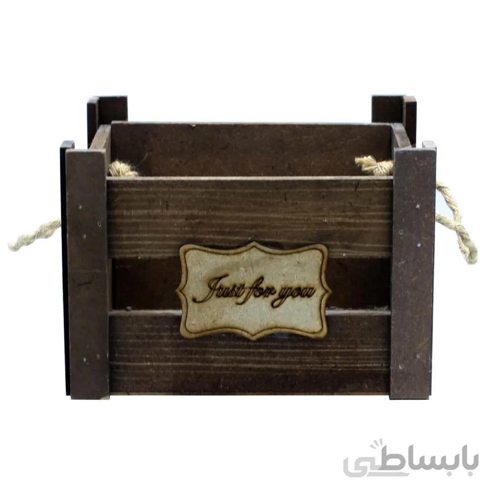 جعبه چوبی قهوه ای سوخته دسته دار 3 سایز