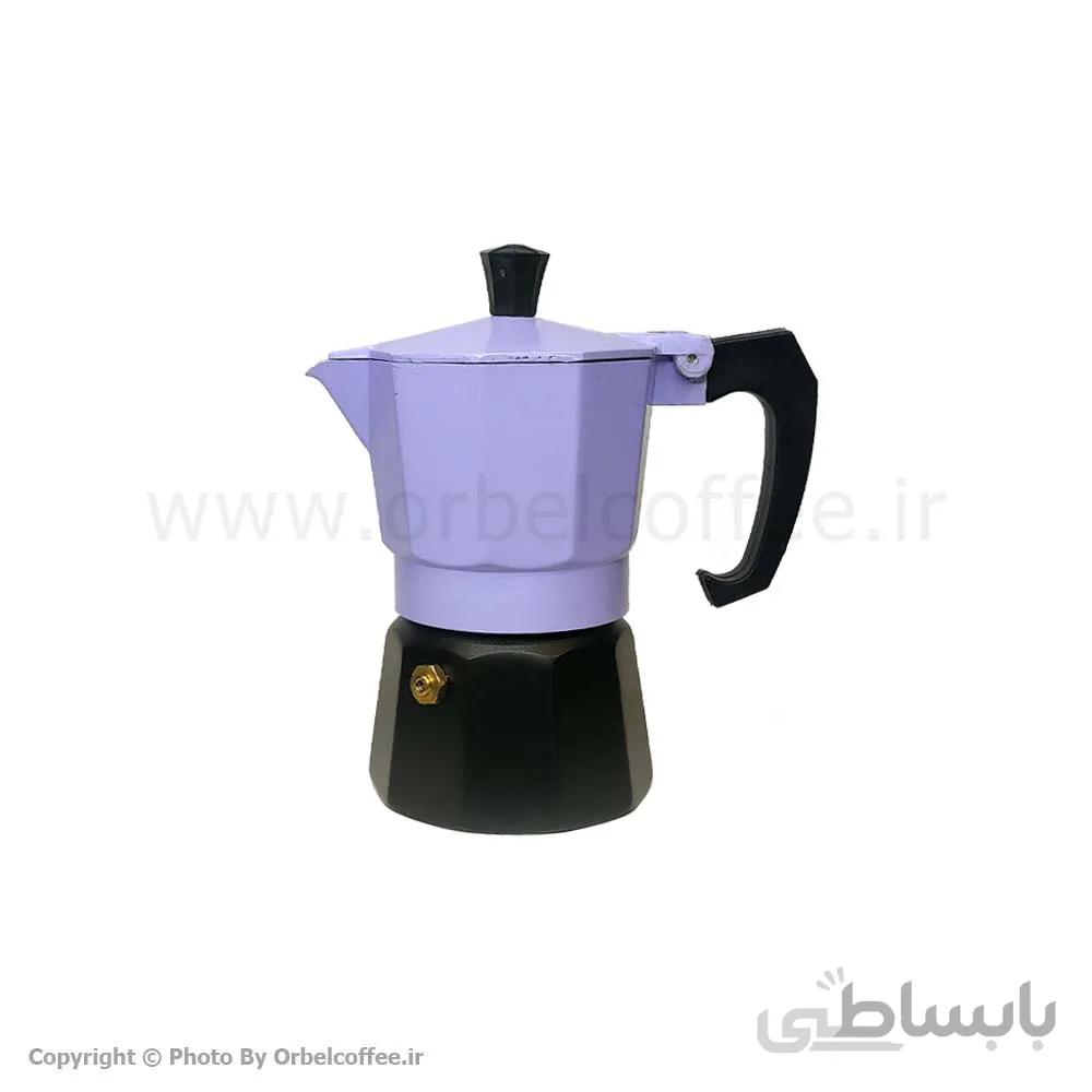قهوه ساز موکاپات دو رنگ بنفش روشن مشکی سایز 2 نفره ا Black Purple Mokapot 2 cups