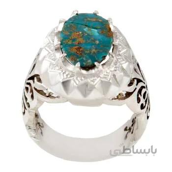 انگشتر نقره مردانه مدل فیروزه طبیعی نیشابور کد AM_1438