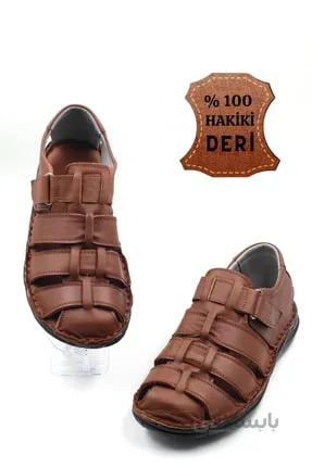خرید کفش صندل مردانه چرم طبیعی اصل برند nazenintasarımlar رنگ قهوه ای کد ty224493318