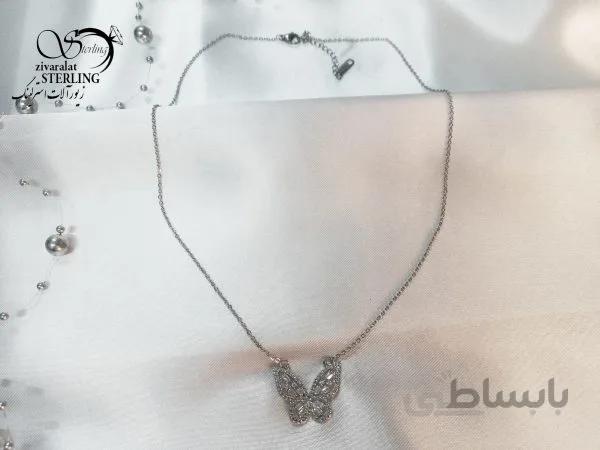 گردنبند زنانه طرح پروانه سفید