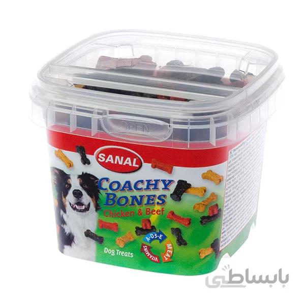 مکمل غذایی سانال سگ مدل استخوانی نرم با طعم مرغ و گوساله 100 گرمی ا Sanal Coachy Bones Cup 100 gr