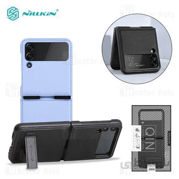 کیف چرمی نیلکین Samsung Galaxy Z Flip 3 5G Nillkin Qin Plain Leather Cloth Case دارای استند